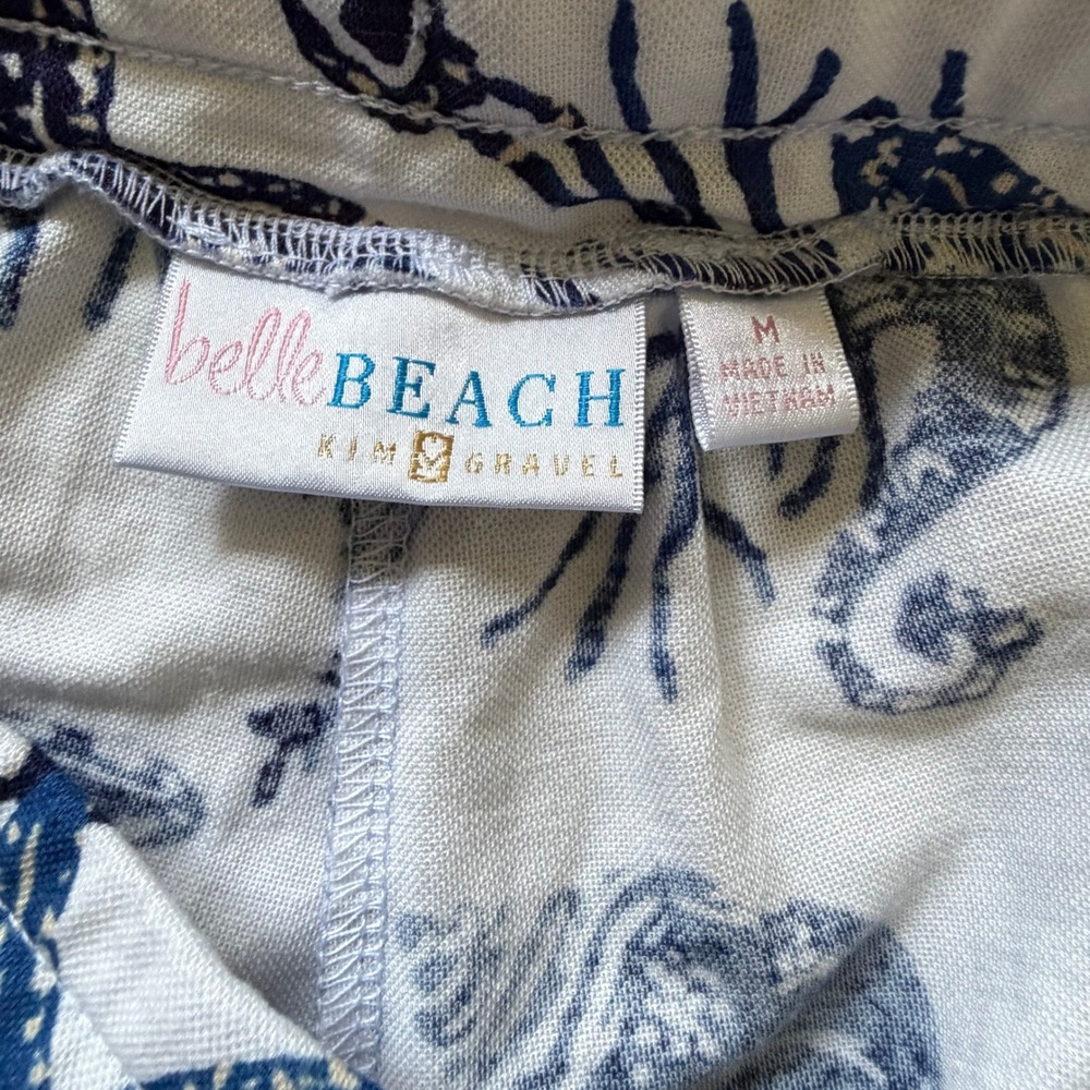 Belle Beach Kim Gravel Nautical Shell Starfish Print Wide Leg Tassel Pants Med - Picture 3 of 11